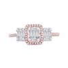 Image 2 : Baguette Diamond Triple Cluster Ring 3/8 Cttw 14kt Rose Gold