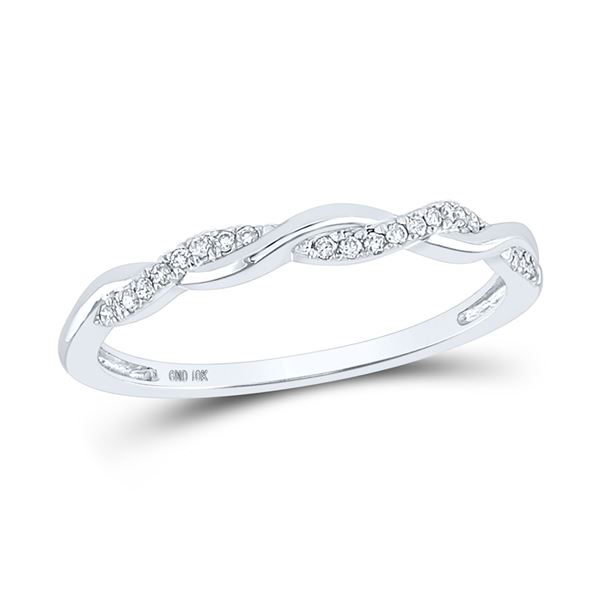 Diamond Twist Stackable Band Ring 1/12 Cttw 10kt White Gold