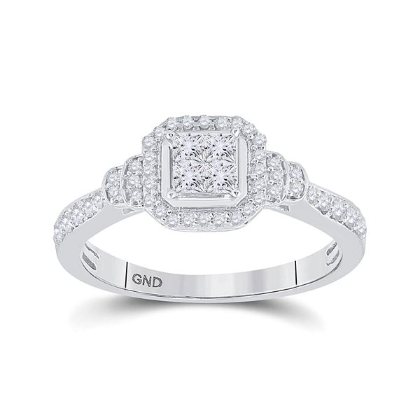 Princess Diamond Fashion Ring 1/2 Cttw 14kt White Gold