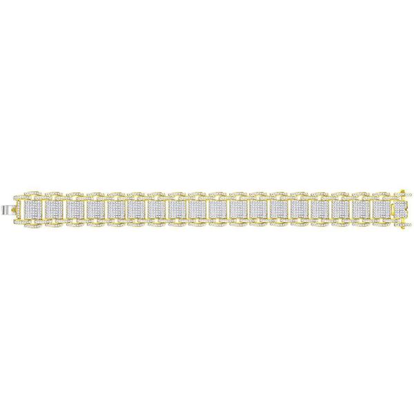 Mens Diamond Big Look Statement Link Bracelet 4-5/8 Cttw 10kt Yellow Gold