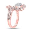 Image 4 : Diamond Bypass Flower Cluster Ring 1-1/2 Cttw 14kt Rose Gold