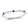 Image 1 : Blue Sapphire Diamond Beaded Stackable Band Ring 1/20 Cttw 10kt White Gold