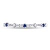 Image 2 : Blue Sapphire Diamond Beaded Stackable Band Ring 1/20 Cttw 10kt White Gold