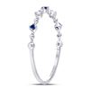 Image 3 : Blue Sapphire Diamond Beaded Stackable Band Ring 1/20 Cttw 10kt White Gold