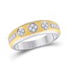 Image 3 : His Hers Diamond Cluster Matching Wedding Set 1 Cttw 14kt Two-tone Gold