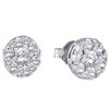 Image 1 : Diamond Flower Cluster Earrings 1/2 Cttw 14kt White Gold