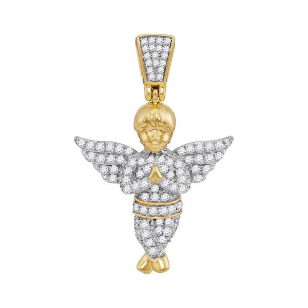 Mens Diamond Guardian Angel Charm Pendant 1/2 Cttw 10kt Yellow Gold