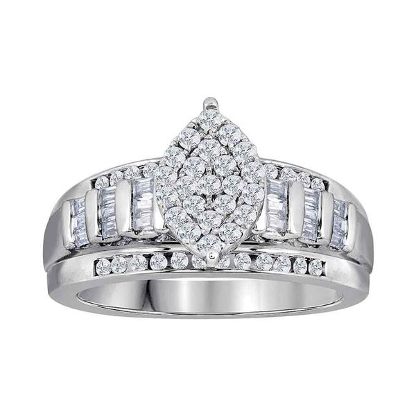 Diamond Oval Cluster Bridal Wedding Engagement Ring 3 Cttw 10kt White Gold