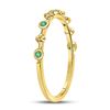 Image 3 : Emerald Dot Flower Stackable Band Ring 1/12 Cttw 10kt Yellow Gold