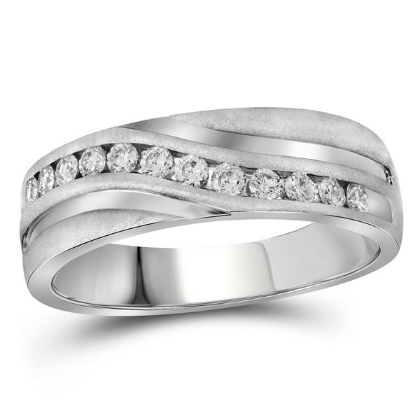 Mens Diamond Wedding Band Ring 1 Cttw 10kt White Gold