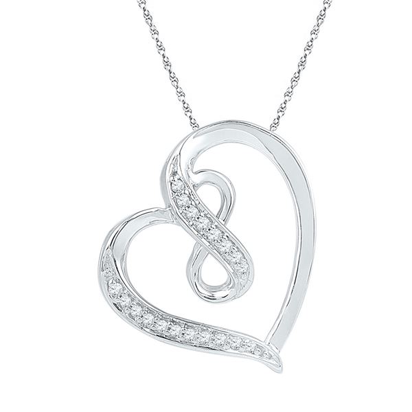 Diamond Heart Infinity Pendant 1/20 Cttw 10kt White Gold