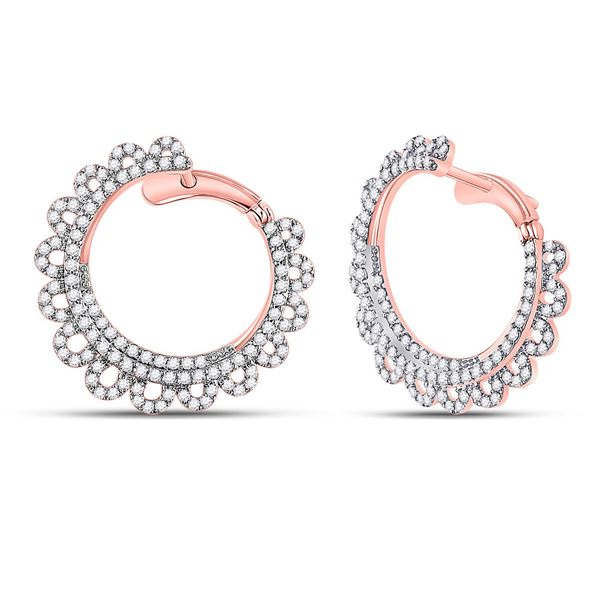 Diamond Hoop Earrings 1-1/2 Cttw 14kt Rose Gold