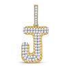Image 1 : Mens Diamond J Letter Charm Pendant 1-1/4 Cttw 10kt Yellow Gold