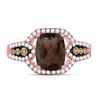 Image 2 : Cushion Smoky Quartz Brown Diamond Solitaire Ring 2-1/3 Cttw 10kt Rose Gold