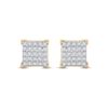 Image 2 : Mens Diamond Square Earrings 1/6 Cttw 10kt Yellow Gold