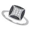 Image 1 : Black Color Enhanced Diamond Square Ring 1/4 Cttw 10kt White Gold
