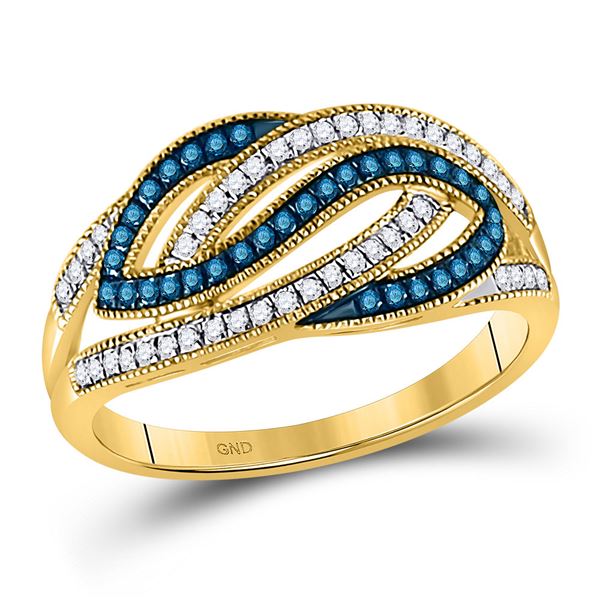 Blue Color Enhanced Diamond Fashion Ring 1/4 Cttw 10kt Yellow Gold