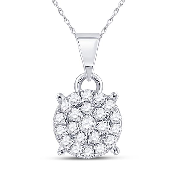 Diamond Circle Cluster Pendant 1/6 Cttw 10kt White Gold