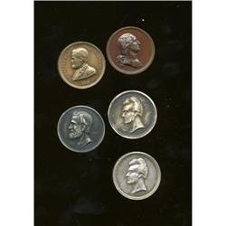 Five Presidential Medals With Washington/Jackson
