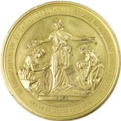 1876 Gilt Copper U.S. Centennial Medal, Unc