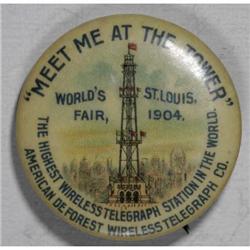 1904 St. Louis World's Fair Celluloid Pinback