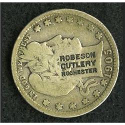 1905 Barber Quarter Counterstamped "Robeson