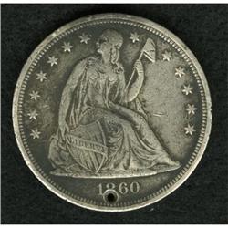 1860-O Seated Liberty Dollar Counterstamped
