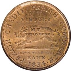 1834 Andrew Jackson, Running Boar MS64 Red Brown