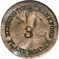 Kensington & Frankford Plank Road Co. #3 Token