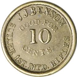 R.6 Civil War Sutler Token J.. Benson 1st Mtde.