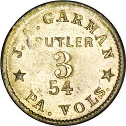 High Grade R.5 Civil War Sutler Token 3 Cent