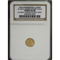 1909 Alaska Gold A.Y.P.E. 1/2 DWT AU58 NGC