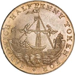 Kent/Sandwich Halfpenny Conder Token, Mint State