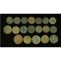 Group Lot of 19 British and French Jeton Tokens,