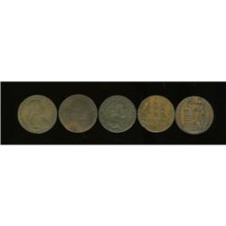 Quintet of British Warwickshire Conder Tokens