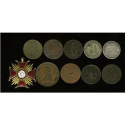 Group Lot of Nine Miscellaneous World Tokens,