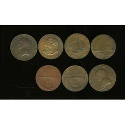 Group Lot of Seven British Conder Tokens,