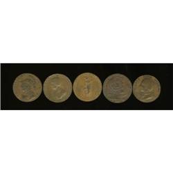 Group Lot of Five Halfpenny Conder Tokens, AU50
