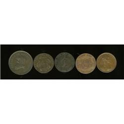 Group Lot of Five World Tokens, Uncertified