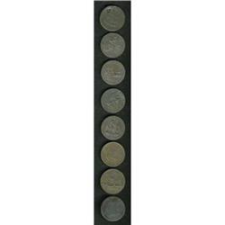 Group Lot of Eight British Conder Tokens,