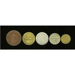 Quintet of Mostly 1840-1860s Merchant Tokens