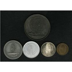 Quintet of Ferris Wheel Medals and Tokens