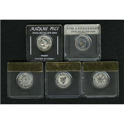 Quintet of Hawaiian Mint Sterling Silver Tokens