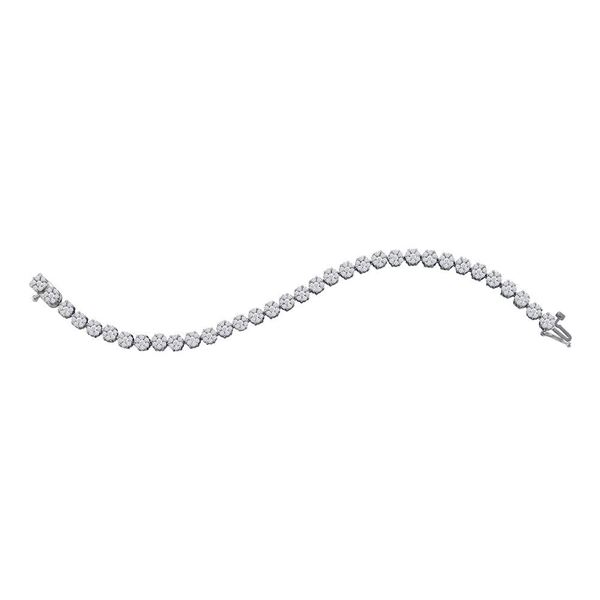 Diamond Flower Cluster Tennis Bracelet 4 Cttw 14kt White Gold