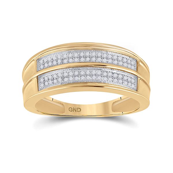 Yellow-tone Sterling Silver Mens Diamond Wedding Band Ring 1/5 Cttw Yellow-tone Sterling Silver