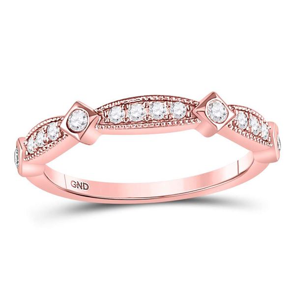 Diamond Milgrain Band Ring 1/4 Cttw 10kt Rose Gold