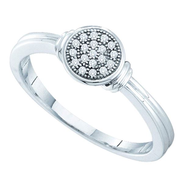 Diamond Circle Cluster Ring 1/20 Cttw Sterling Silver