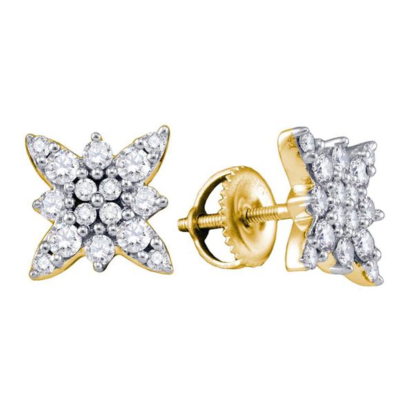 Diamond Starburst Cluster Earrings 5/8 Cttw 14kt Yellow Gold