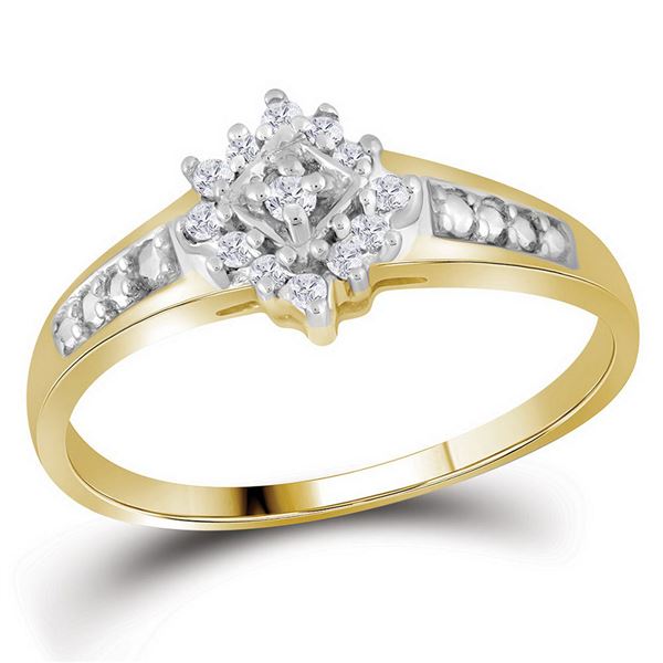 Diamond Cluster Ring 1/10 Cttw 10kt Yellow Gold