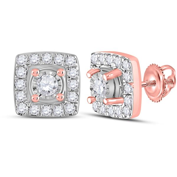 Diamond Square Earrings 1/5 Cttw 10kt Rose Gold